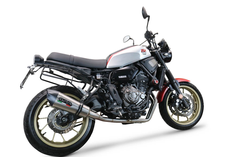 Pot echappement compatible avec Yamaha Xsr 700 2021-2024, GP Evo4 Titanium, Homologué et légal, système d'échappement complet avec catalyseur et db killer amovible 