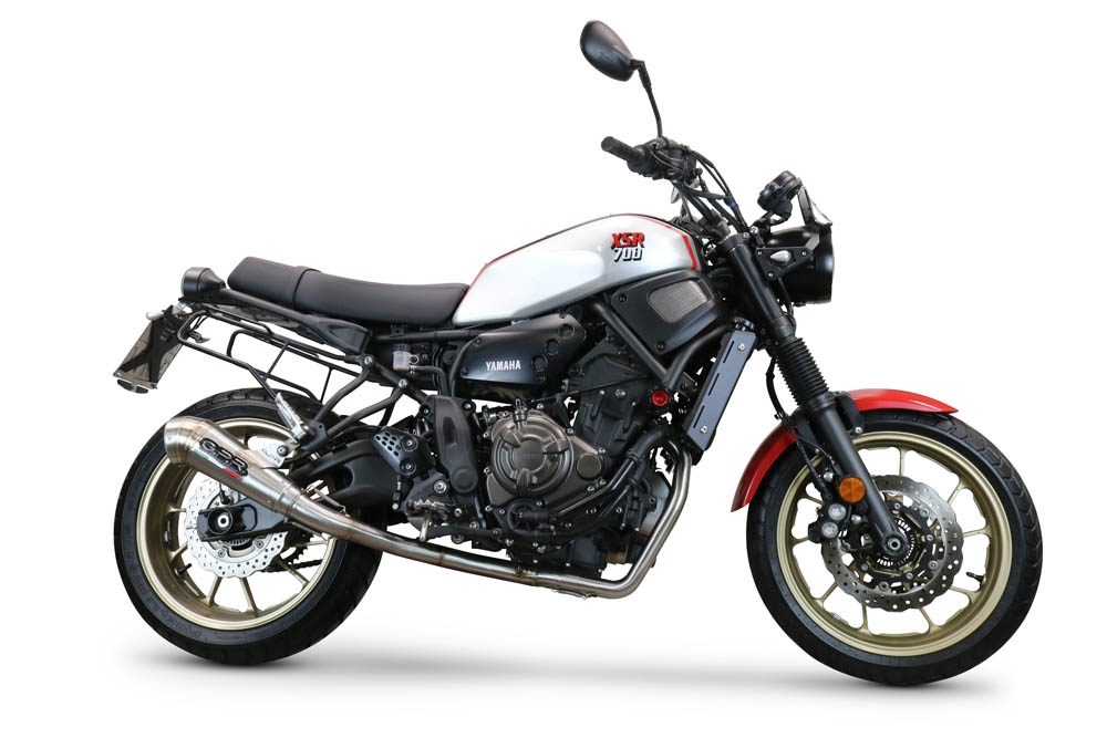 Pot echappement compatible avec Yamaha Xsr 700 2021-2024, Powercone Evo, Homologué et légal, système d'échappement complet avec catalyseur et db killer amovible 