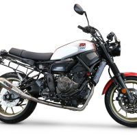 Pot echappement compatible avec Yamaha Xsr 700 2021-2024, Powercone Evo, Homologué et légal, système d'échappement complet avec catalyseur et db killer amovible 