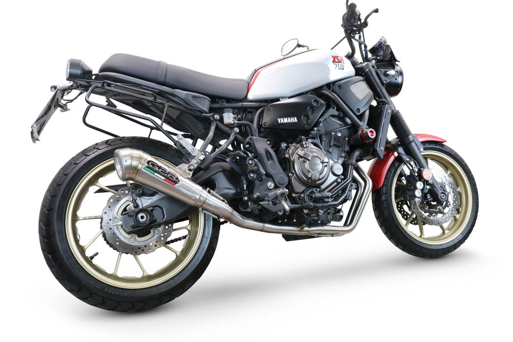 Pot echappement compatible avec Yamaha Xsr 700 2021-2024, Powercone Evo, Homologué et légal, système d'échappement complet avec catalyseur et db killer amovible 