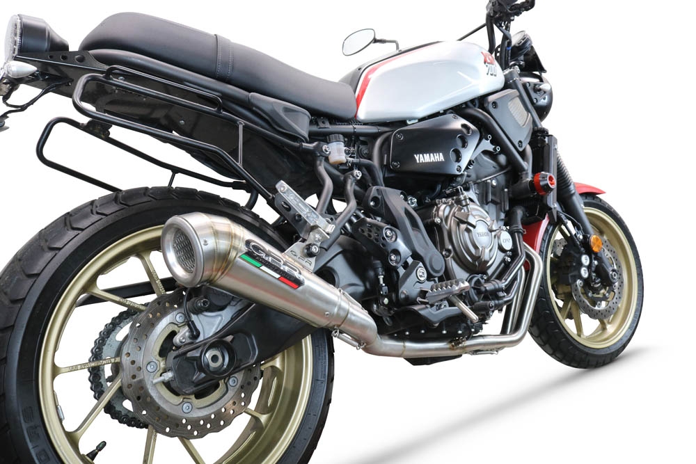 Pot echappement compatible avec Yamaha Xsr 700 2021-2024, Powercone Evo, Homologué et légal, système d'échappement complet avec catalyseur et db killer amovible 