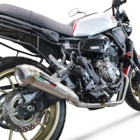 Pot echappement compatible avec Yamaha Xsr 700 2021-2024, Powercone Evo, Homologué et légal, système d'échappement complet avec catalyseur et db killer amovible 