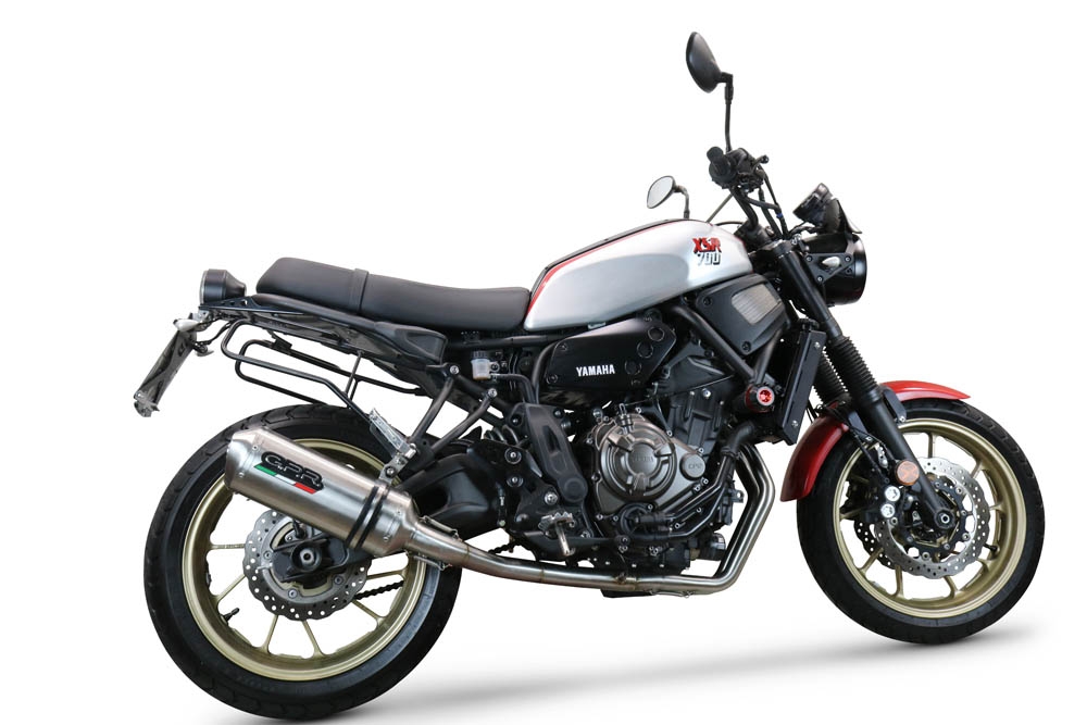 Pot echappement compatible avec Yamaha Xsr 700 2021-2024, Satinox , Homologué et légal, système d'échappement complet avec catalyseur et db killer amovible 