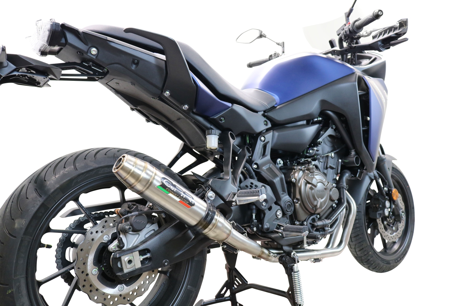 Pot echappement compatible avec Yamaha Tracer 7 2021-2024, Deeptone Inox, Pot d'échappement complet racing, compris de collecteur et db killer amovible, sans homologation 
