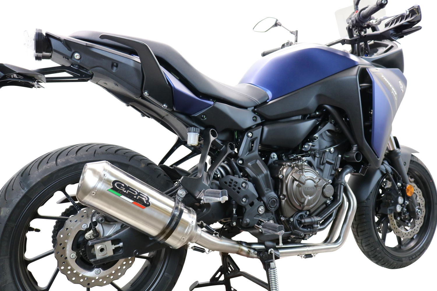 Pot echappement compatible avec Yamaha Tracer 7 GT 2020-2024, Satinox , Homologué et légal, système d'échappement complet avec catalyseur et db killer amovible 
