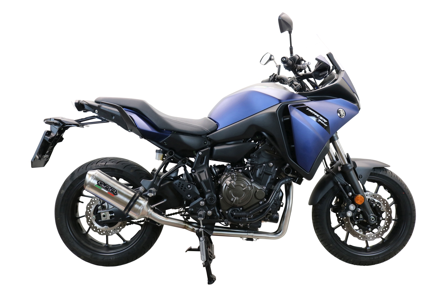 Pot echappement compatible avec Yamaha Tracer 7 GT 2020-2024, Satinox , Homologué et légal, système d'échappement complet avec catalyseur et db killer amovible 