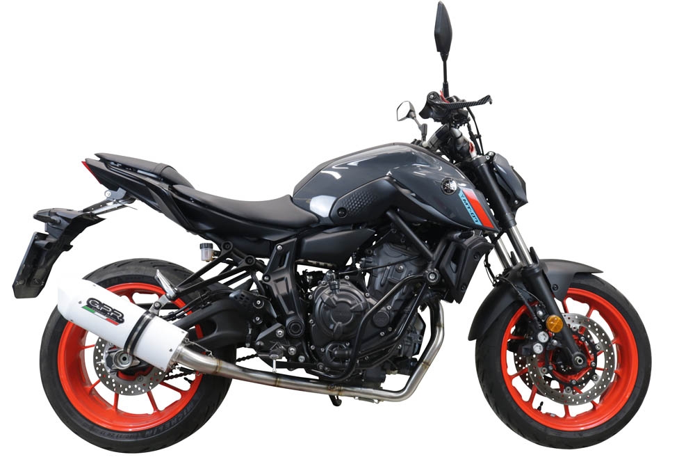 Pot echappement compatible avec Yamaha Mt-07 2021-2024, Albus Evo4, Homologué et légal, système d'échappement complet avec catalyseur et db killer amovible 