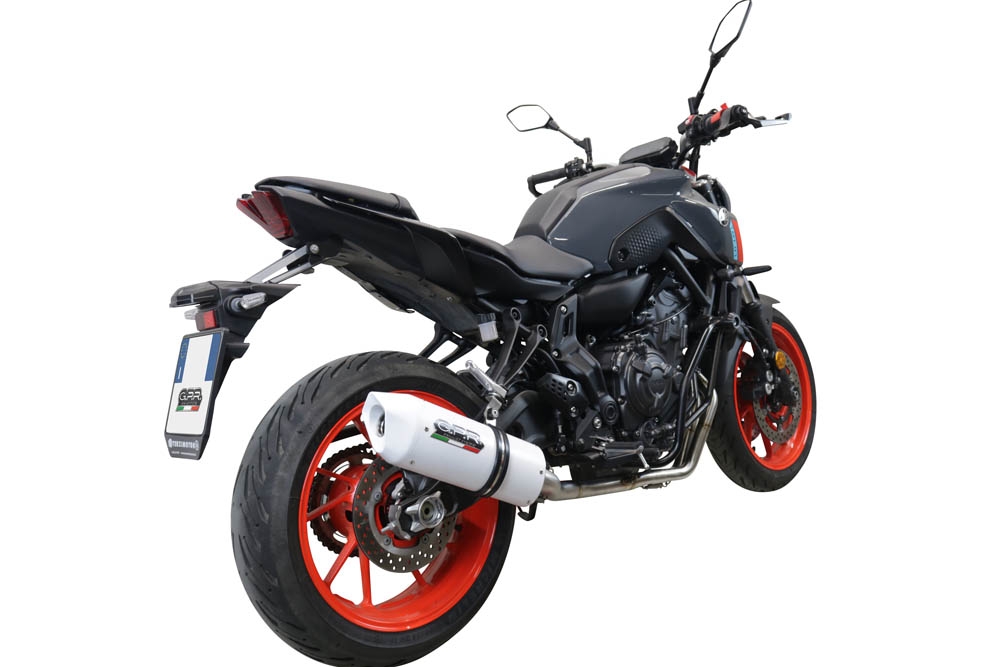 Pot echappement compatible avec Yamaha Mt-07 2021-2024, Albus Evo4, Homologué et légal, système d'échappement complet avec catalyseur et db killer amovible 