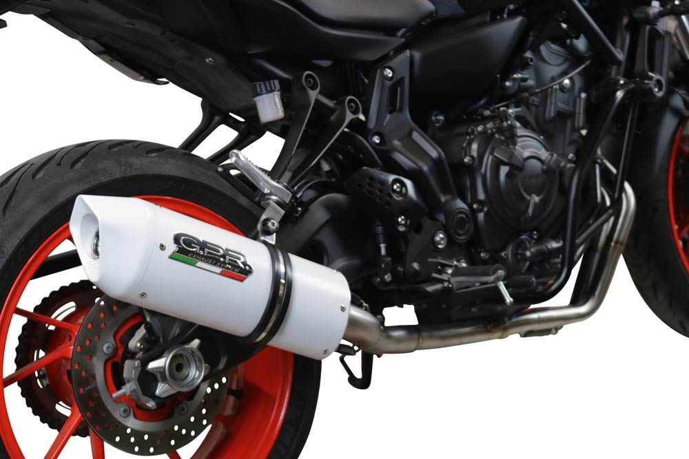 Pot echappement compatible avec Yamaha Mt-07 2021-2024, Albus Evo4, Homologué et légal, système d'échappement complet avec catalyseur et db killer amovible 