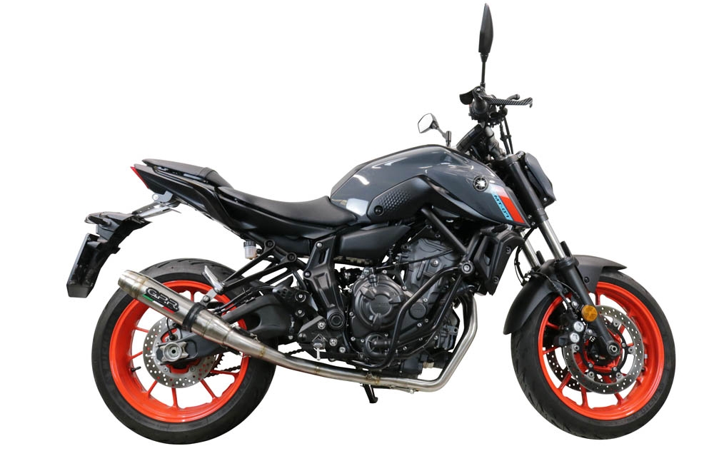 Pot echappement compatible avec Yamaha Mt-07 2017-2020, Deeptone Inox, Pot d'échappement complet racing, compris de collecteur et db killer amovible, sans homologation 