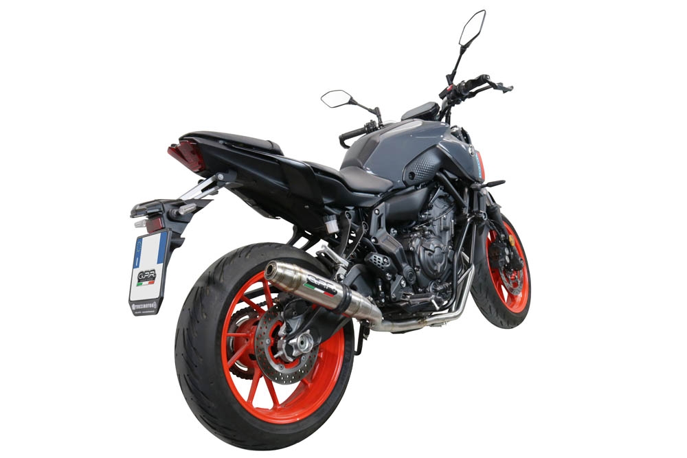 Pot echappement compatible avec Yamaha Mt-07 2017-2020, Deeptone Inox, Pot d'échappement complet racing, compris de collecteur et db killer amovible, sans homologation 