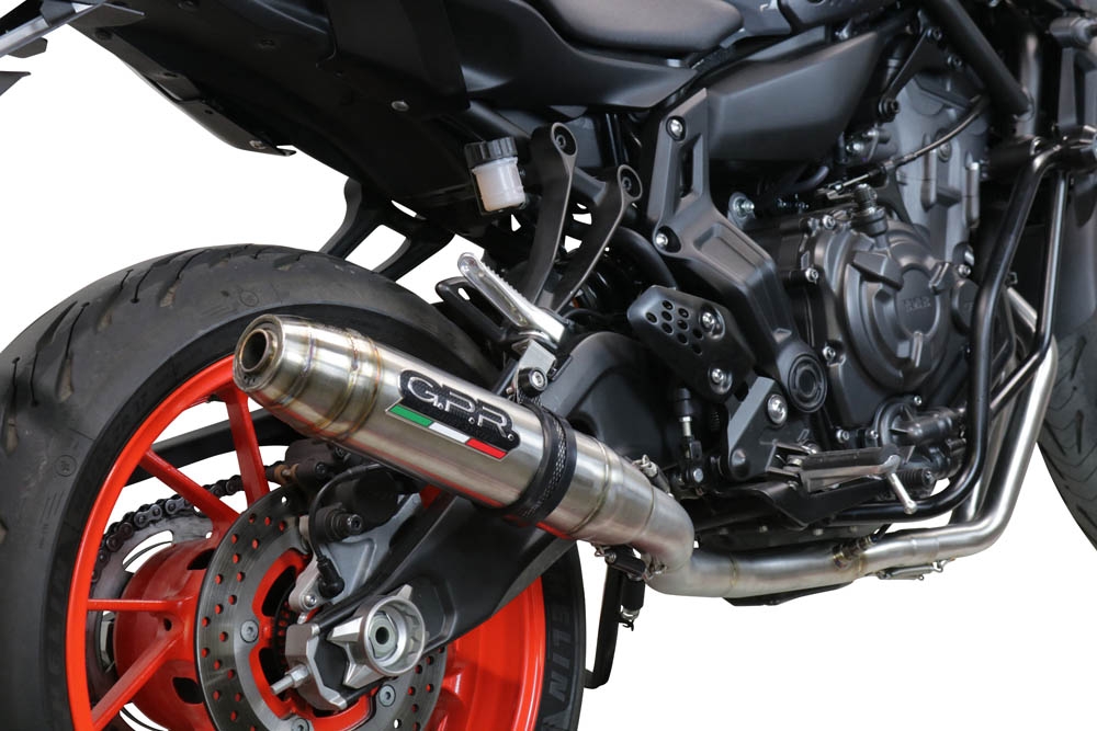 Pot echappement compatible avec Yamaha Mt-07 2017-2020, Deeptone Inox, Pot d'échappement complet racing, compris de collecteur et db killer amovible, sans homologation 