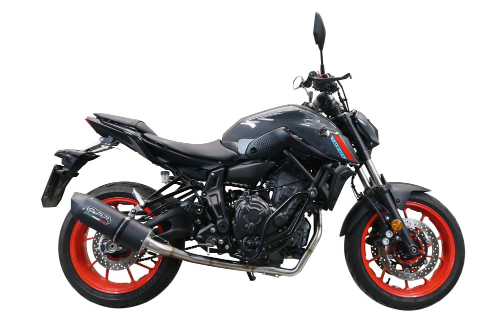 Pot echappement compatible avec Yamaha Mt-07 2021-2024, Furore Nero, Pot d'échappement complet racing, compris de collecteur et db killer amovible, sans homologation 