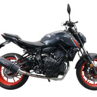 Pot echappement compatible avec Yamaha Mt-07 2021-2024, Furore Nero, Pot d'échappement complet racing, compris de collecteur et db killer amovible, sans homologation 