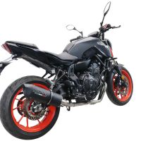 Pot echappement compatible avec Yamaha Mt-07 2021-2024, Furore Nero, Pot d'échappement complet racing, compris de collecteur et db killer amovible, sans homologation 