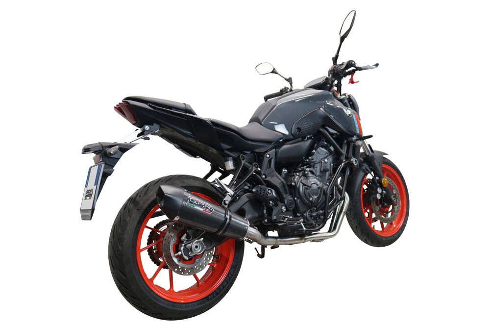 Pot echappement compatible avec Yamaha Mt-07 2021-2024, GP Evo4 Poppy, Homologué et légal, système d'échappement complet avec catalyseur et db killer amovible 