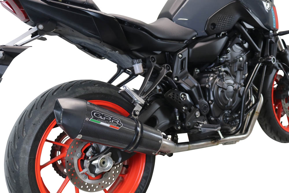 Pot echappement compatible avec Yamaha Mt-07 2021-2024, GP Evo4 Poppy, Homologué et légal, système d'échappement complet avec catalyseur et db killer amovible 
