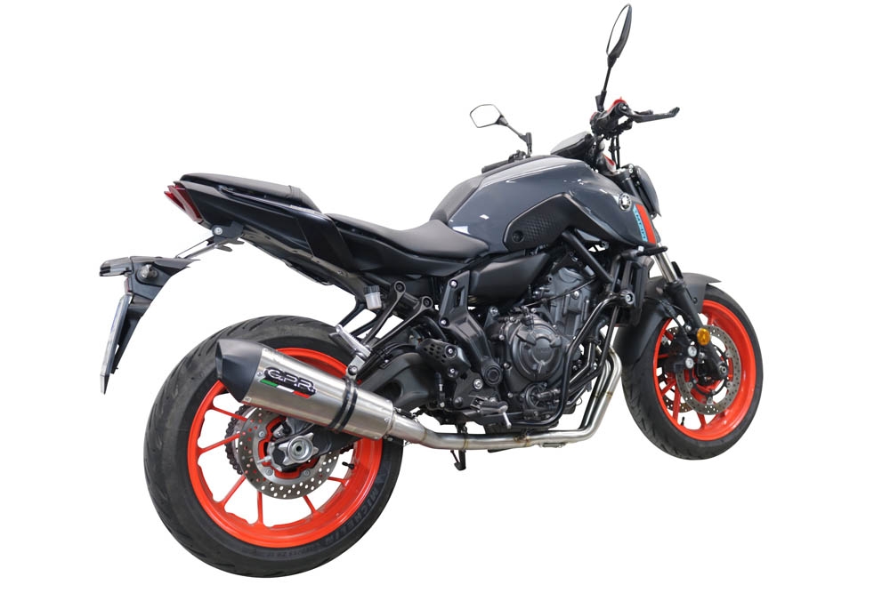 Pot echappement compatible avec Yamaha Mt-07 2021-2024, GP Evo4 Titanium, Homologué et légal, système d'échappement complet avec catalyseur et db killer amovible 
