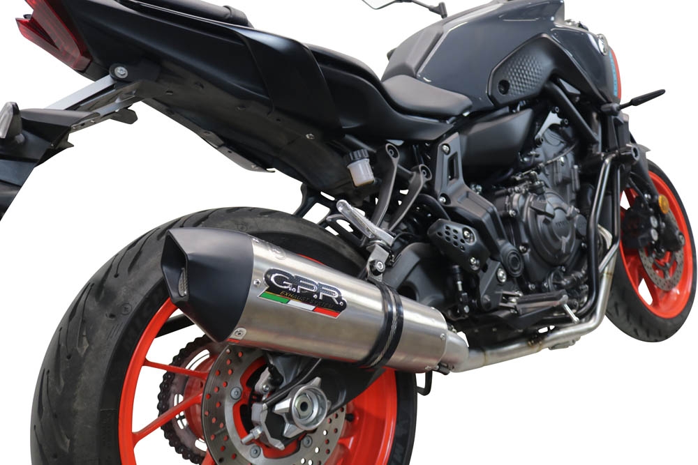 Pot echappement compatible avec Yamaha Mt-07 2021-2024, GP Evo4 Titanium, Homologué et légal, système d'échappement complet avec catalyseur et db killer amovible 