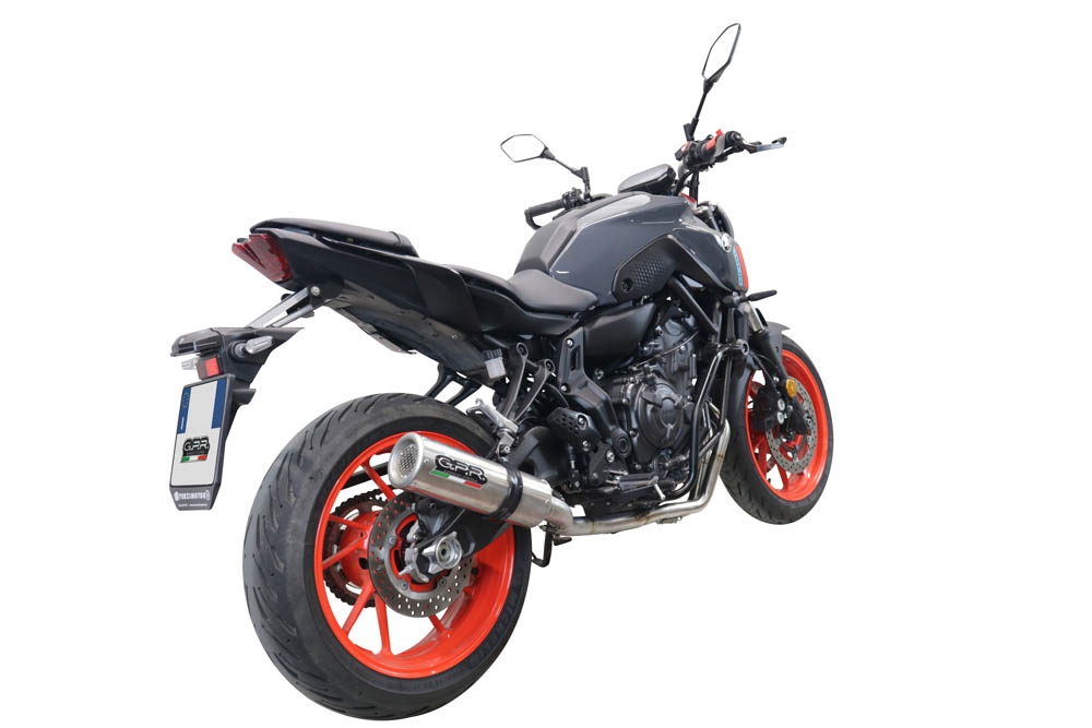 Pot echappement compatible avec Yamaha Mt-07 2021-2024, M3 Inox , Homologué et légal, système d'échappement complet avec catalyseur et db killer amovible 