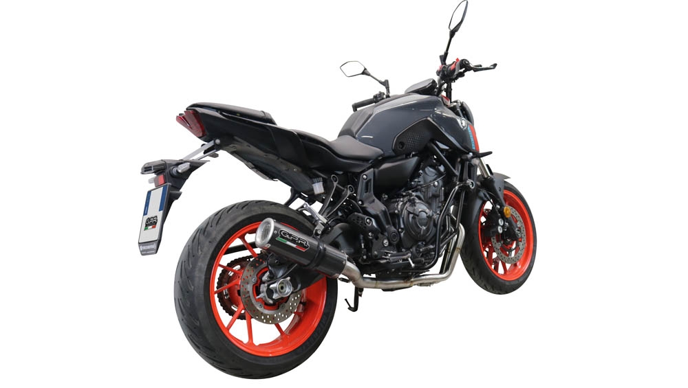 Pot echappement compatible avec Yamaha Mt-07 2021-2024, M3 Poppy , Homologué et légal, système d'échappement complet avec catalyseur et db killer amovible 