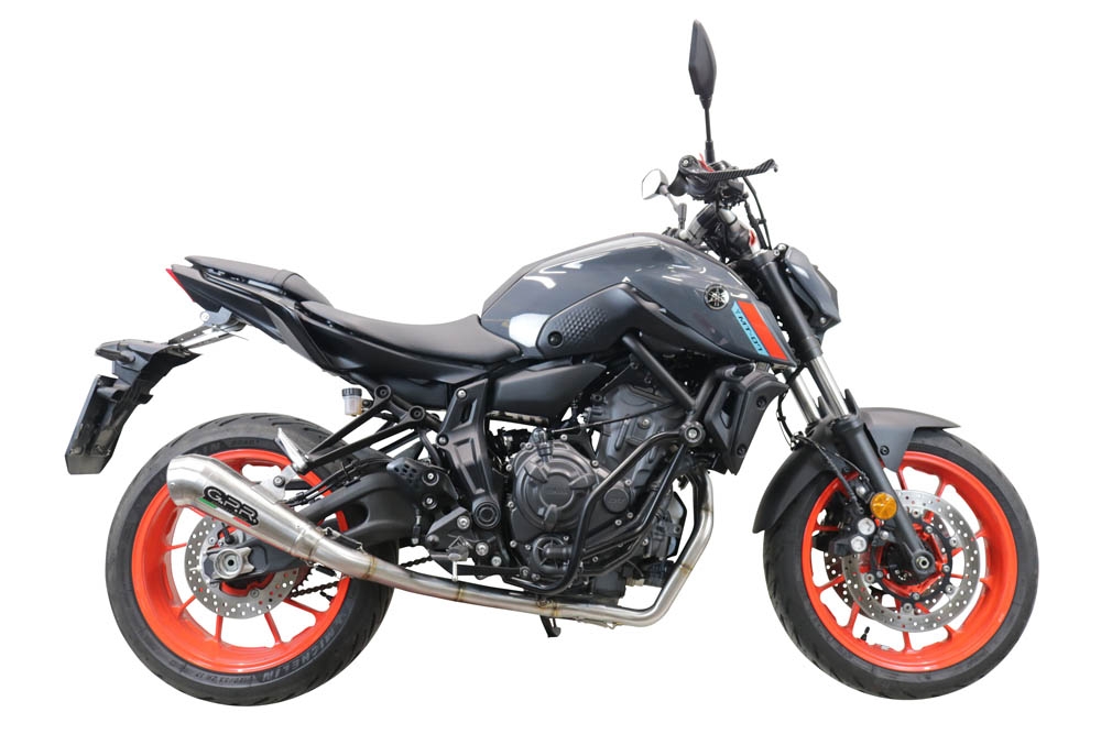 Pot echappement compatible avec Yamaha Mt-07 2021-2024, Powercone Evo, Pot d'échappement complet racing, compris de collecteur et db killer amovible, sans homologation 