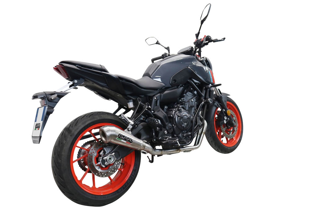 Pot echappement compatible avec Yamaha Mt-07 2021-2024, Powercone Evo, Pot d'échappement complet racing, compris de collecteur et db killer amovible, sans homologation 