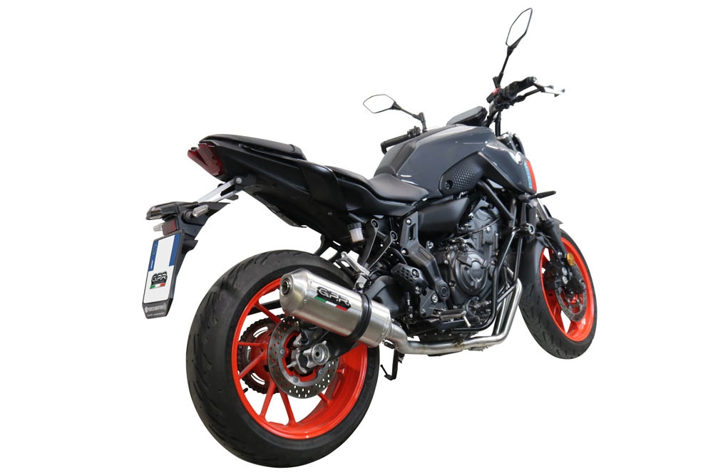 Pot echappement compatible avec Yamaha Mt-07 2014-2016, Satinox , Homologué et légal, système d'échappement complet, avec db killer amovible 