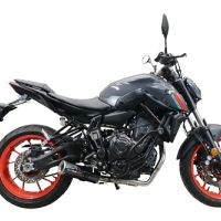 Pot echappement compatible avec Yamaha Mt-07 2021-2024, M3 Black Titanium, Homologué et légal, système d'échappement complet avec catalyseur et db killer amovible 