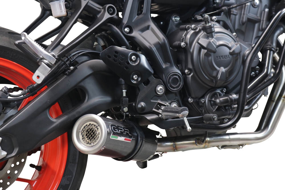 Pot echappement compatible avec Yamaha Mt-07 2021-2024, M3 Poppy , Homologué et légal, système d'échappement complet avec catalyseur et db killer amovible 