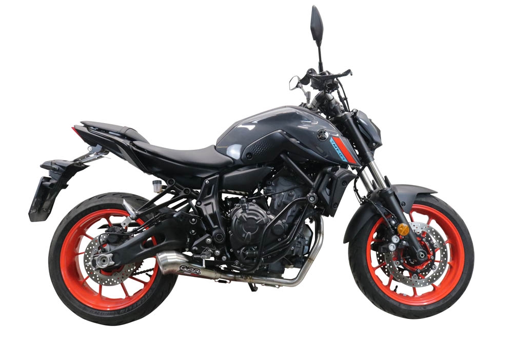 Pot echappement compatible avec Yamaha Mt-07 2021-2024, Powercone Evo, Homologué et légal, système d'échappement complet avec catalyseur et db killer amovible 