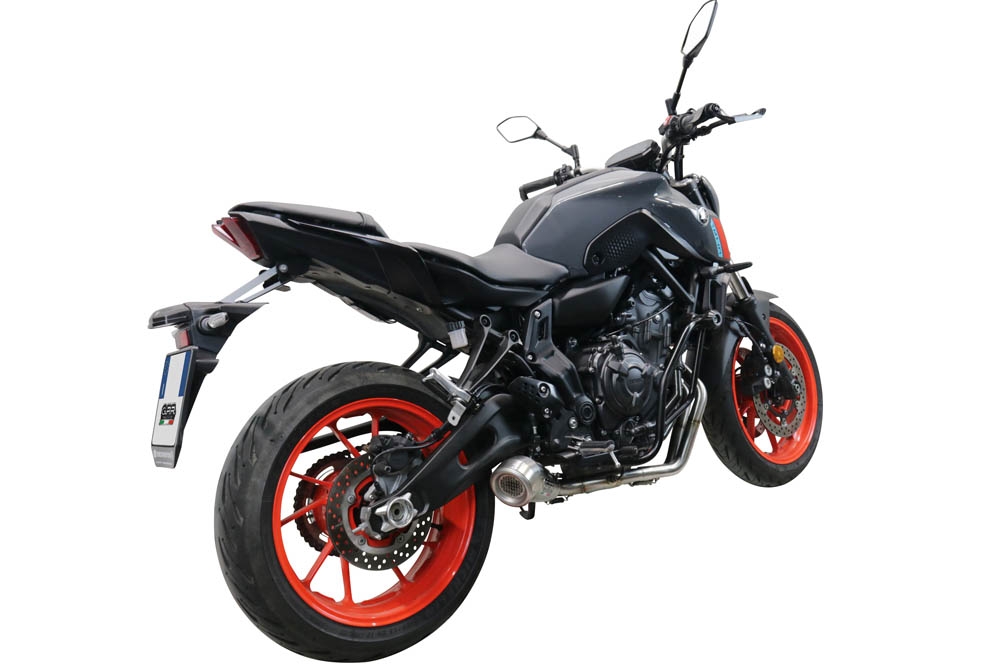 Pot echappement compatible avec Yamaha Mt-07 2021-2024, Powercone Evo, Homologué et légal, système d'échappement complet avec catalyseur et db killer amovible 