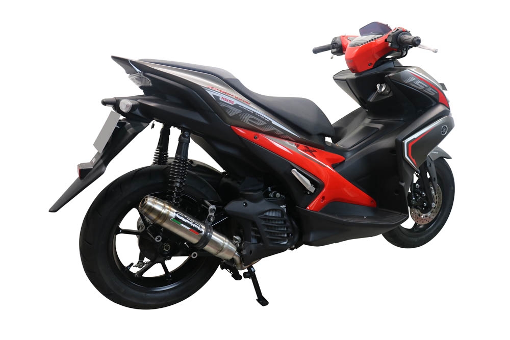 Pot echappement compatible avec Yamaha Aerox 155 2021-2022, Deeptone Inox, Pot d'échappement complet racing, compris de collecteur et db killer amovible, sans homologation 