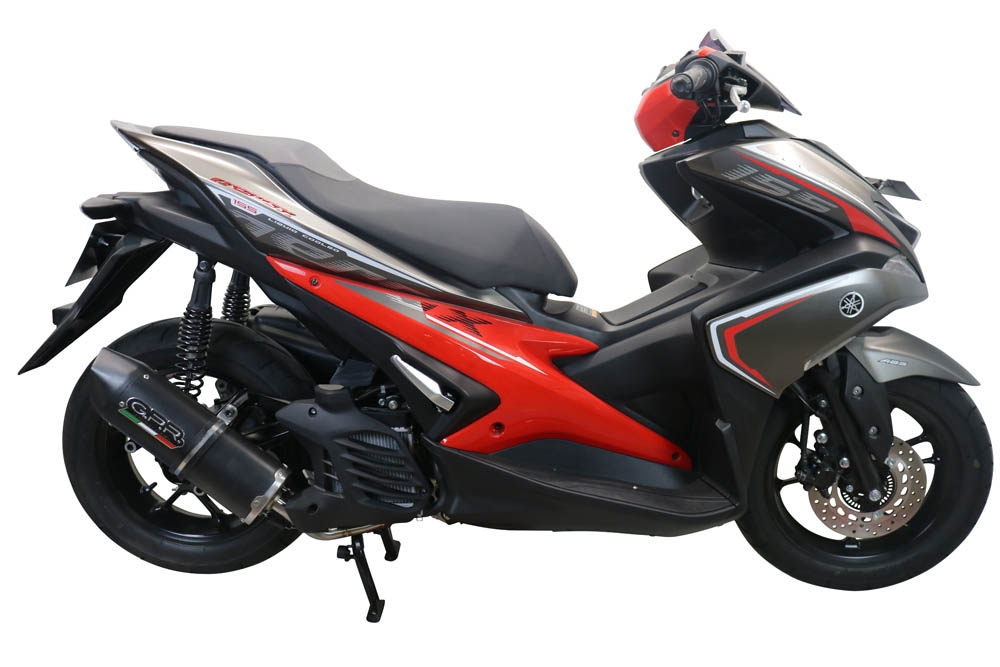 Pot echappement compatible avec Yamaha Aerox 155 VVA 2021-2023, Furore Nero, Pot d'échappement complet racing, compris de collecteur et db killer amovible, sans homologation 