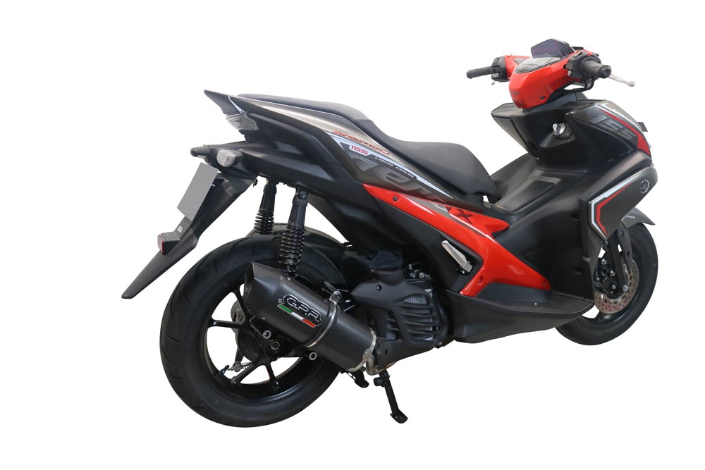 Pot echappement compatible avec Yamaha Aerox 155 VVA 2021-2023, Furore Nero, Pot d'échappement complet racing, compris de collecteur et db killer amovible, sans homologation 
