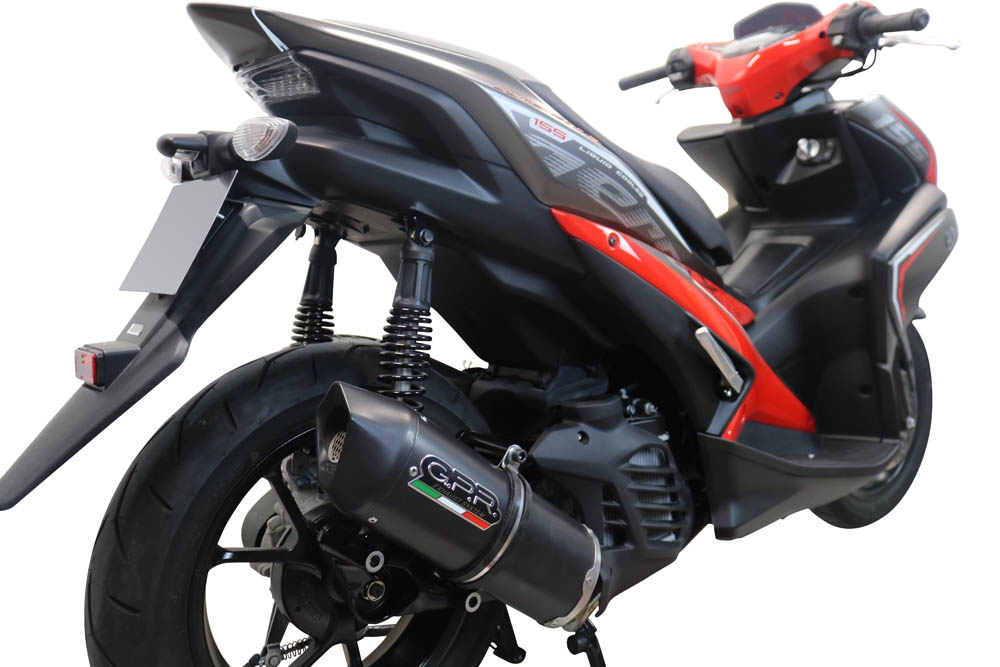 Pot echappement compatible avec Yamaha Aerox 155 VVA 2021-2023, Furore Nero, Pot d'échappement complet racing, compris de collecteur et db killer amovible, sans homologation 