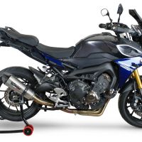 Pot echappement compatible avec Yamaha Tracer 9 GT 2021-2024, GP Evo4 Titanium, Homologué et légal, système d'échappement complet avec catalyseur et db killer amovible 