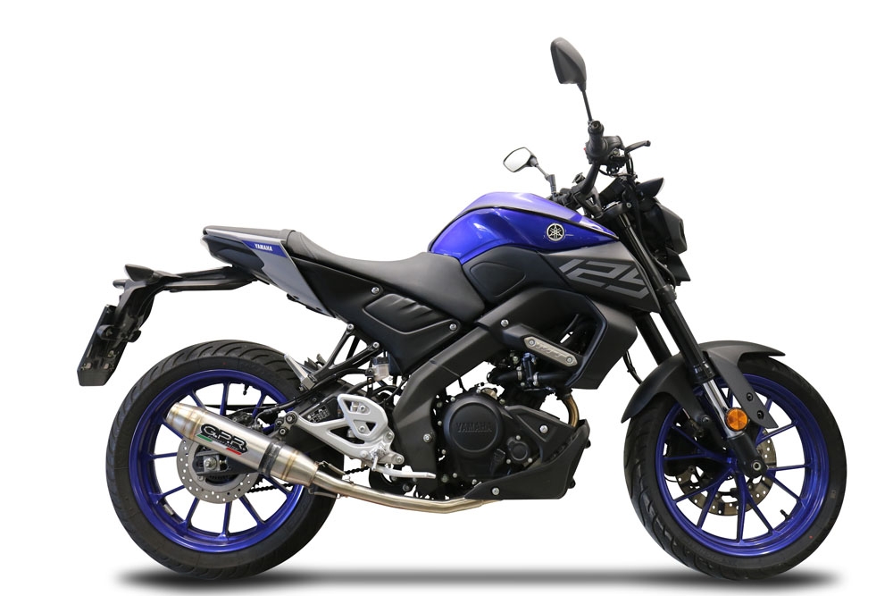 Pot echappement compatible avec Yamaha Mt 125 2020-2020, Deeptone Inox, Homologué et légal, système d'échappement complet avec catalyseur et db killer amovible 