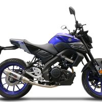 Pot echappement compatible avec Yamaha Mt 125 2020-2020, Deeptone Inox, Homologué et légal, système d'échappement complet avec catalyseur et db killer amovible 