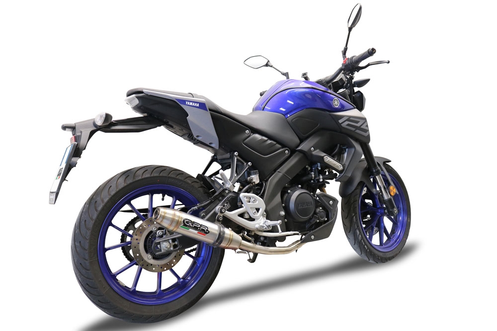 Pot echappement compatible avec Yamaha Mt 125 2020-2020, Deeptone Inox, Homologué et légal, système d'échappement complet avec catalyseur et db killer amovible 