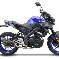 Pot echappement compatible avec Yamaha Mt 125 2020-2020, Furore Evo4 Nero, Homologué et légal, système d'échappement complet avec catalyseur et db killer amovible 