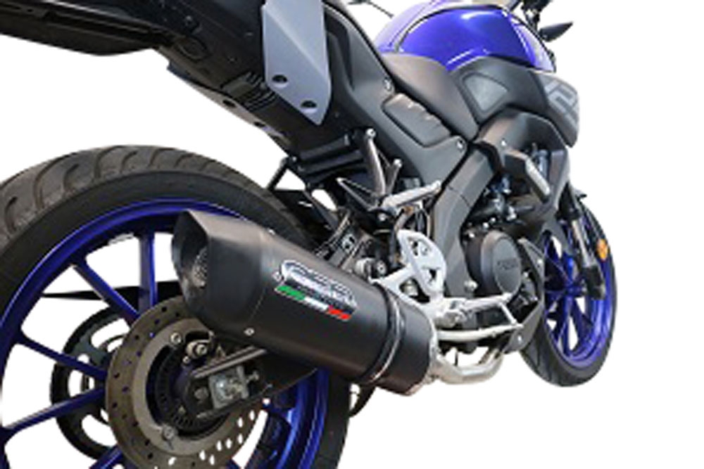 Pot echappement compatible avec Yamaha Mt 125 2020-2020, Furore Evo4 Nero, Homologué et légal, système d'échappement complet avec catalyseur et db killer amovible 