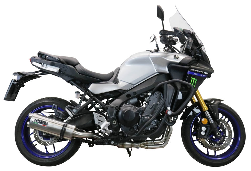 Pot echappement compatible avec Yamaha Tracer 9 2021-2024, Dual Inox, Homologué et légal, système d'échappement complet avec catalyseur et db killer amovible 