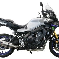 Pot echappement compatible avec Yamaha Tracer 9 2021-2024, Dual Inox, Homologué et légal, système d'échappement complet avec catalyseur et db killer amovible 