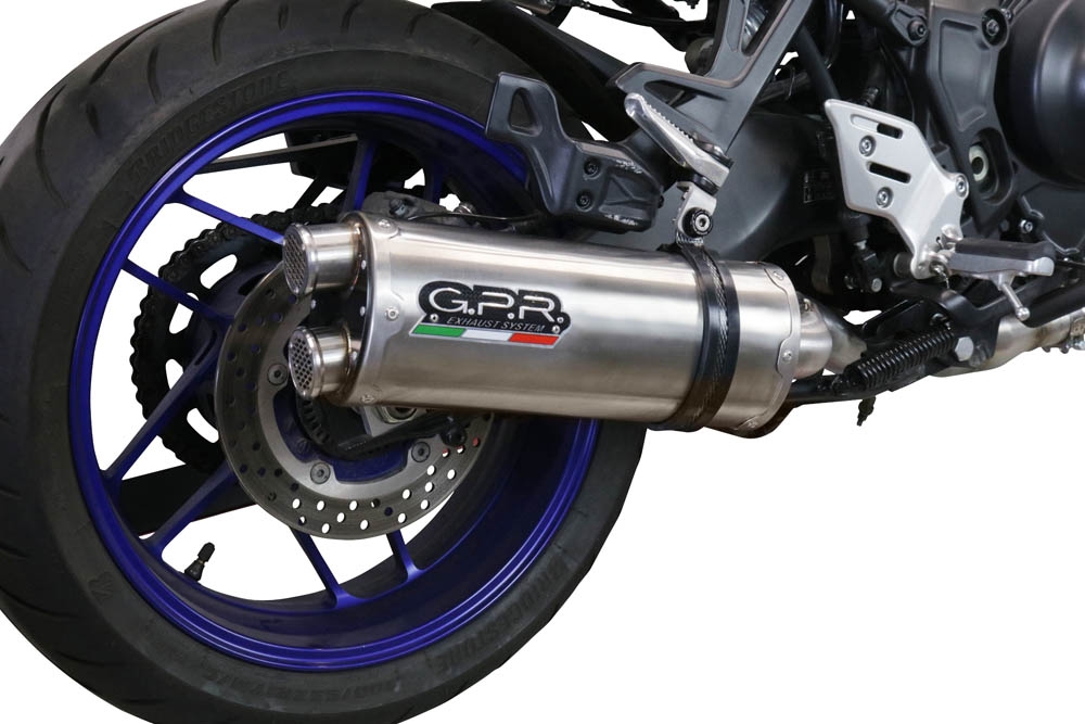 Pot echappement compatible avec Yamaha Tracer 9 2021-2024, Dual Inox, Homologué et légal, système d'échappement complet avec catalyseur et db killer amovible 