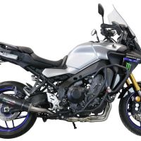 Pot echappement compatible avec Yamaha Tracer 9 2021-2024, M3 Black Titanium, Homologué et légal, système d'échappement complet avec catalyseur et db killer amovible 