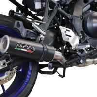 Pot echappement compatible avec Yamaha Tracer 9 2021-2024, M3 Black Titanium, Homologué et légal, système d'échappement complet avec catalyseur et db killer amovible 