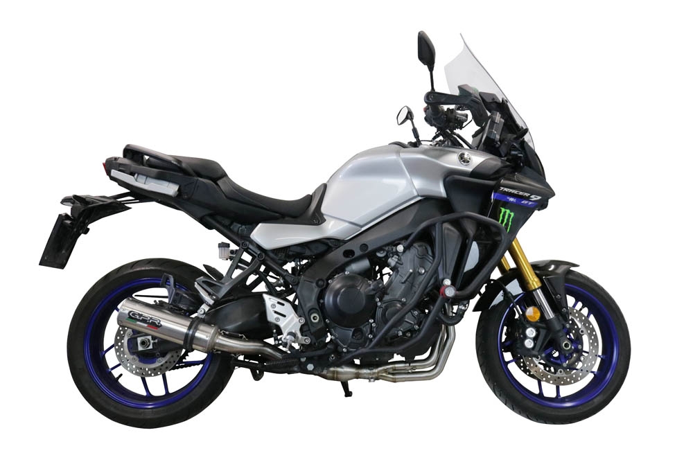 Pot echappement compatible avec Yamaha Tracer 9 2021-2024, M3 Inox , Homologué et légal, système d'échappement complet avec catalyseur et db killer amovible 