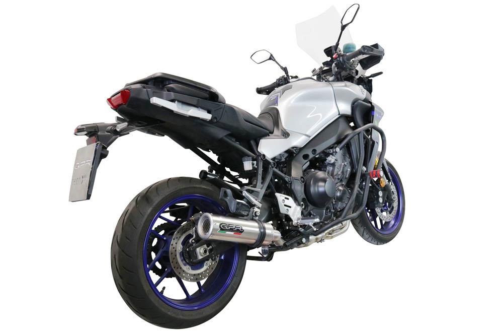 Pot echappement compatible avec Yamaha Tracer 9 2021-2024, M3 Inox , Homologué et légal, système d'échappement complet avec catalyseur et db killer amovible 