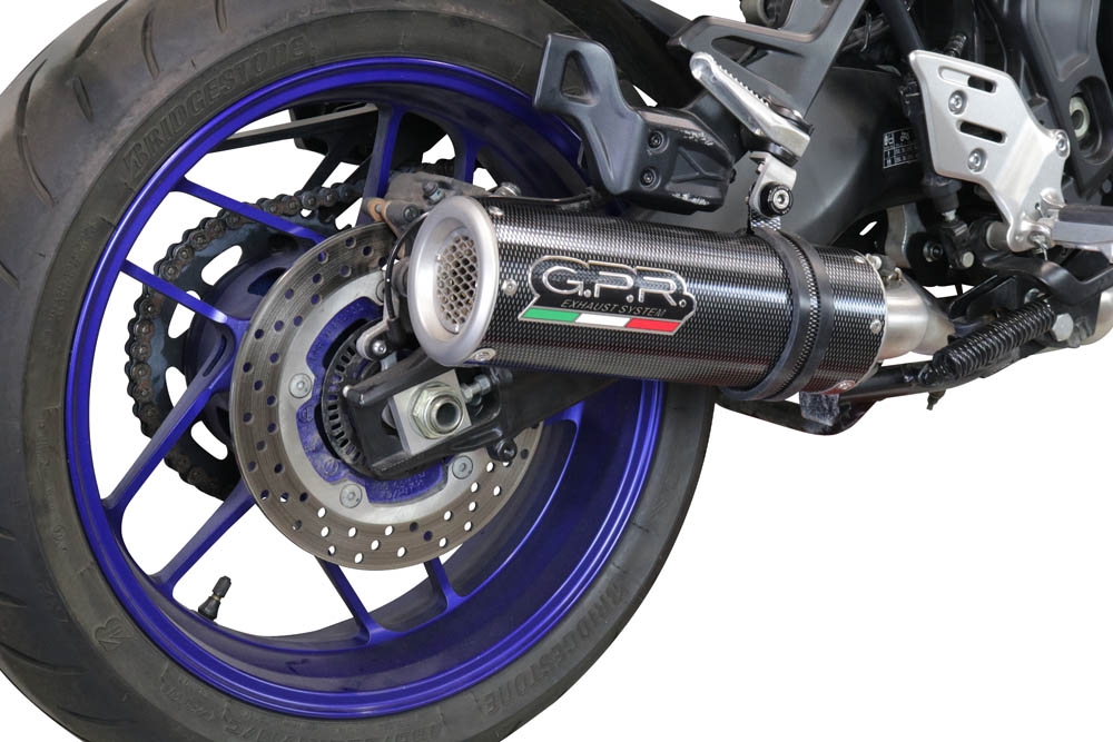 Pot echappement compatible avec Yamaha Tracer 9 2021-2024, M3 Poppy , Homologué et légal, système d'échappement complet avec catalyseur et db killer amovible 